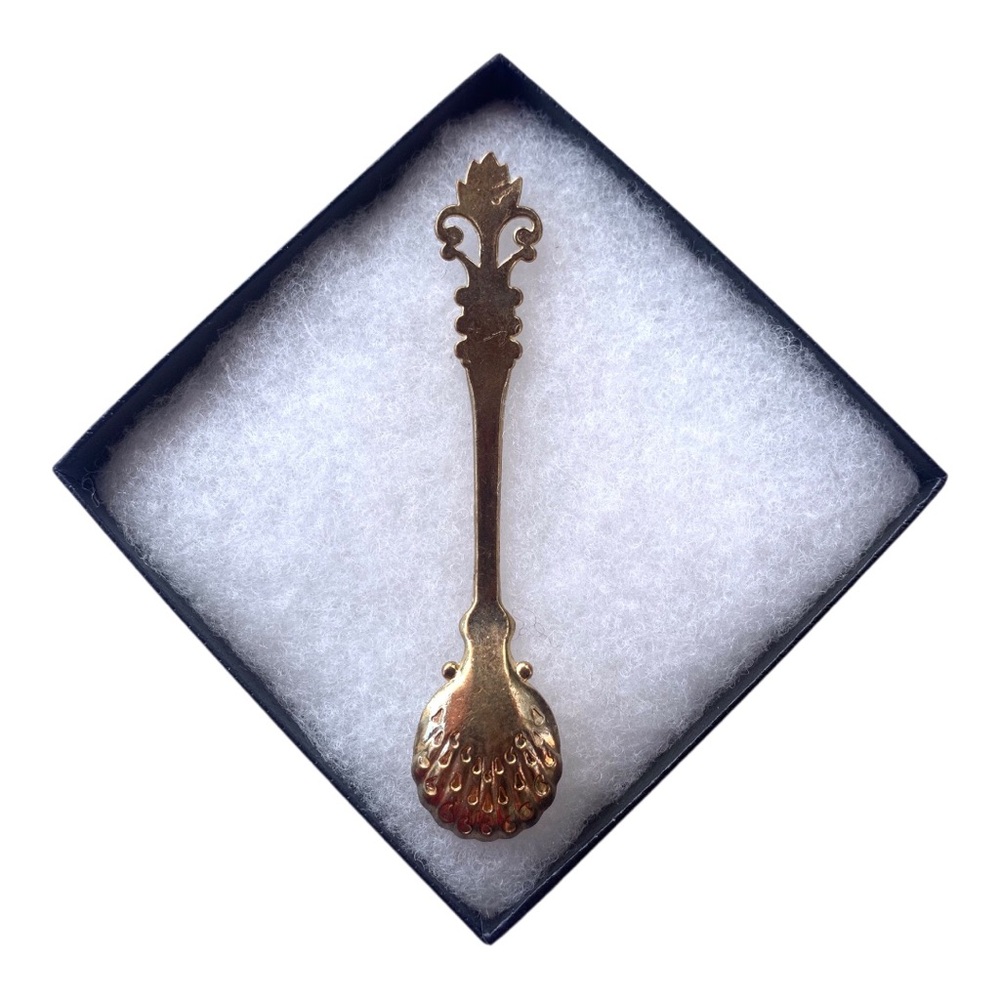 Vintage-style gold-tone mini teaspoon - Picture 7 of 11